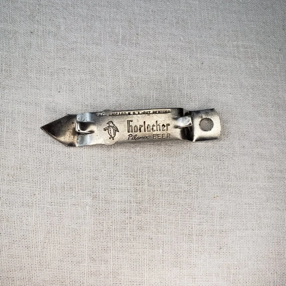 Horlacher Pilsner Beer Can Bottle Opener Metal Small Vintage Breweriana